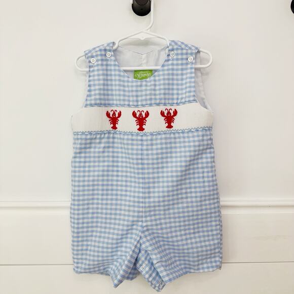 Boy’s Classic Whimsy Lobster Embroidered One Piece Romper Outfit 3T - Picture 1 of 7